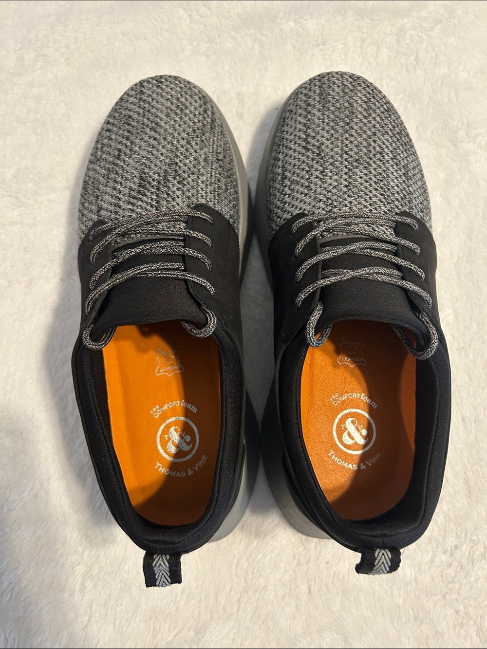 Thomas & Vine Hadden  Men's Casual Sneakers Knit Lace-Up Shoes in Gray/ Black. - Picture 7 of 11